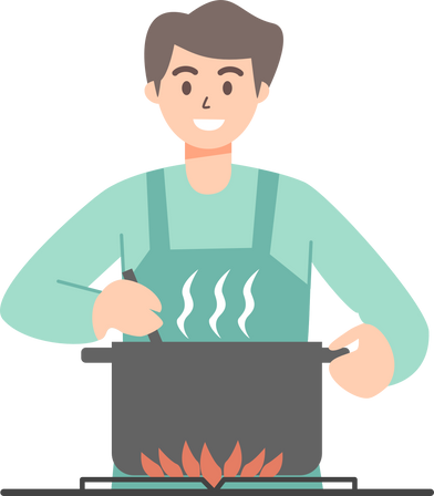 Man cooking illustration
